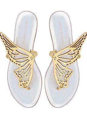 Sophia Webster Talulah Flat Mule Metallic Gold Nappa Butterfly  Cutout Size 40